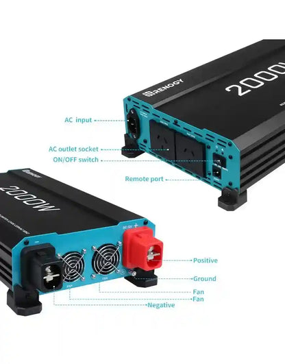 RENOGY CORE 500-11082 12V 2000W Pure Sine Wave Inverter R-INVT-PUH1-201235-G5-AU