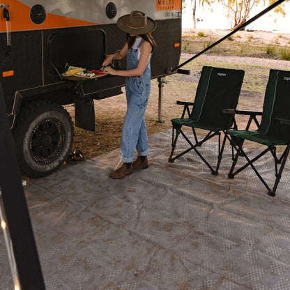 Caravan Annex Mat and Pegs 2.5M x 3.5M  Foam Mesh Breathable and Anti Slip Grey- with Free PEG Set