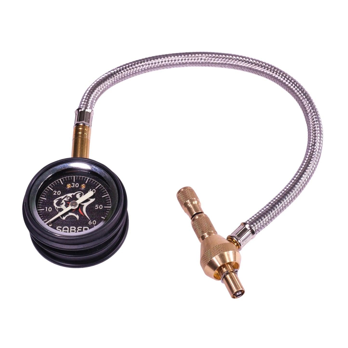 Quick Deflate Tyre Deflator with Glow in the Dark Face and Stainless Steel Braided Hose