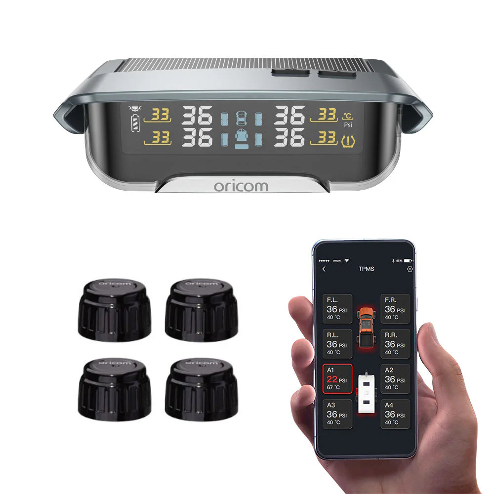 Oricom NEW DIY TPMS Tyre Pressure Monitoring System Multicolour Display - 4 External Sensor