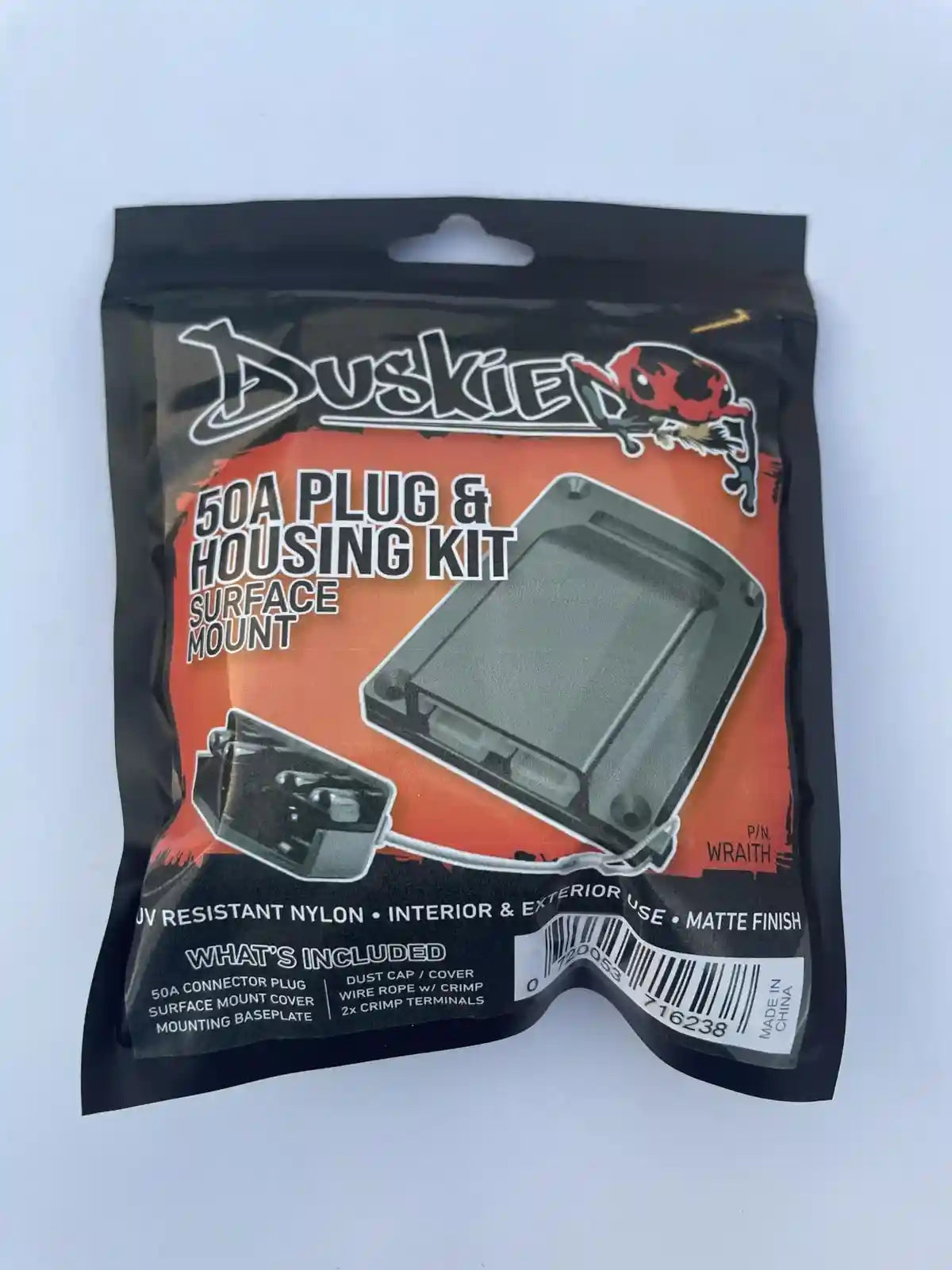 Duskie 50A Anderson Style Kit with Cover Base Plug and Dust Cap - Black