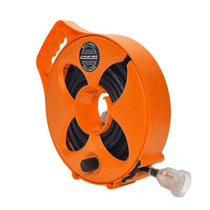 Flat Out 15m Premium 204v 15amp Extension Lead Compact Multi-Reel Safety Orange
