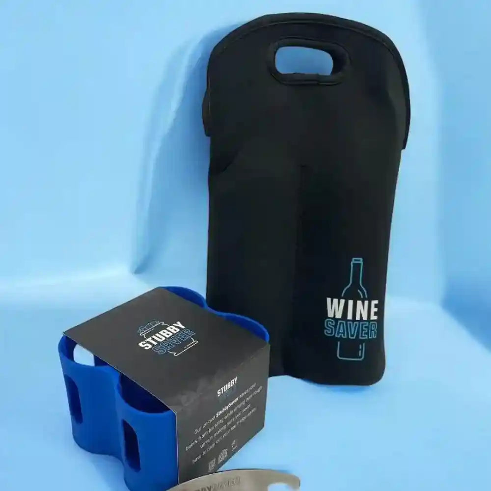 WineSaver Double Bottle Holder Black Secure Transport for 2x 750ml Wine Bottles