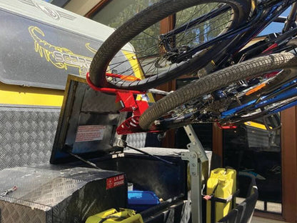 Gripsport Complete Tilting Caravan Rack for 4 Bikes with Tall Bolt On Mount Kit