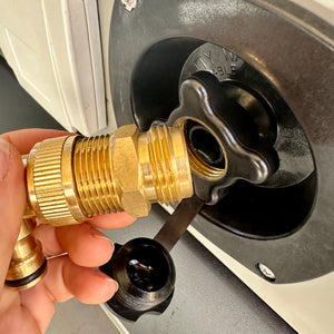 Flat Out Water Inlet Thread Converter 3/4 NPT Male Thread to 12mm Snap-on Brass with Swivel