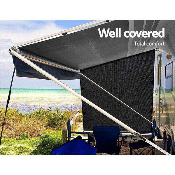 1.95X2.2M Black Caravan Privacy Screen End Wall - Everything Caravans