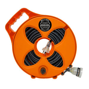 Flat Out 12.5m Premium 240v 15amp Extension Lead Compact Multi-Reel Safety Orange