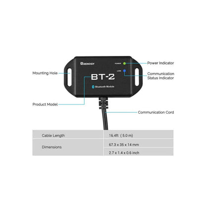 RENOGY 500-11078 CORE Bluetooth Module. RCM-BT2-G2-AU RJ45 5 V or 12 V 5.00 m