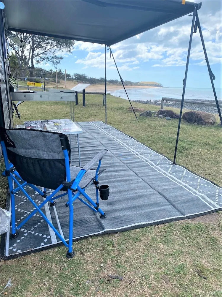 Caravan Camping Mat and Pegs Classic Style Charcoal Grey 3m x 2.4m- with Free PEG Set