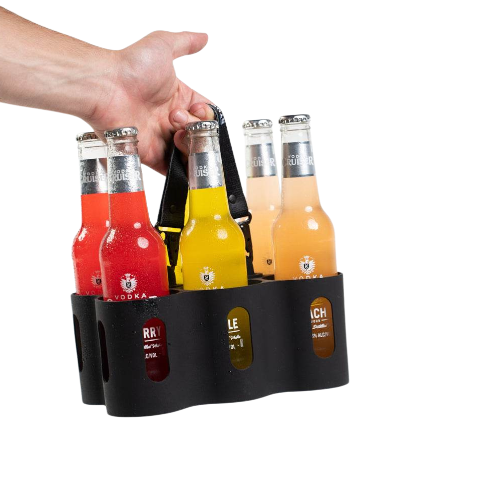 StubbySaver 6 Pack Holder Black High-Grade Silicone Protection for Cans Bottles