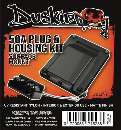 Duskie 50A Anderson Style Kit with Cover Base Plug and Dust Cap - Black
