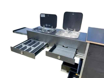 On The Go RV Slide Out Kitchen with Gas Cooktop 570mm X 1200mm