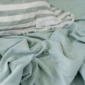MeanderWild Jersey Cotton Fitted Bunk Sheets - Moss