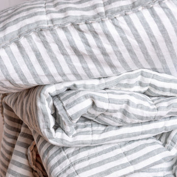 MeanderWild Linen Coverlet Set - Coolabah