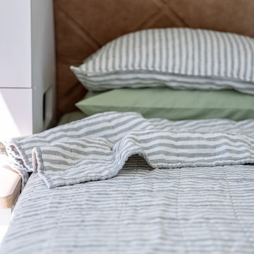 MeanderWild Linen Coverlet Set - Coolabah
