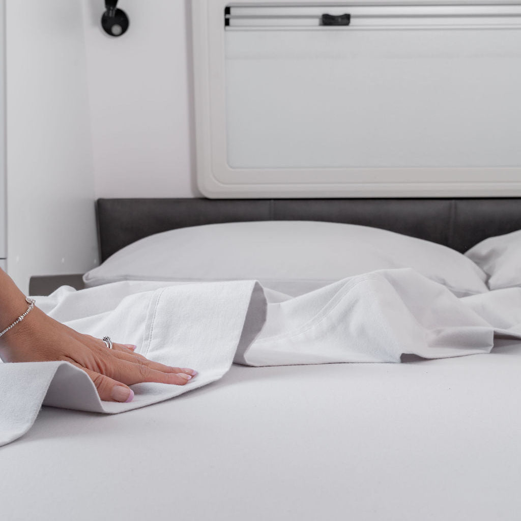 MeanderWild Flannelette Caravan Sheet Set Queen - Driftwood