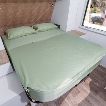 MeanderWild Cotton Sateen Caravan Double Sheet Set - Gum