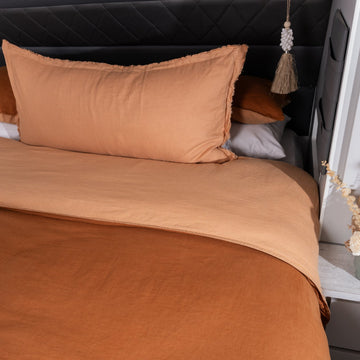 MeanderWild Into The Wild Linen Quilt Cover Set Queen - Ochre