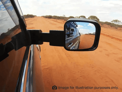 MSA Towing Mirror compatible with Toyota Land Cruiser 70-79 Series Black - Manual - Everything Caravans