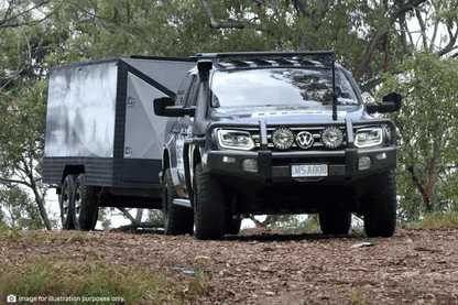 MSA Towing Mirror compatible with Toyota Land Cruiser 70-79 Series Black - Manual - Everything Caravans