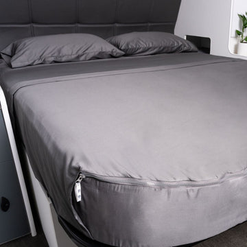 MeanderWild Cotton Sateen Caravan Double Sheet Set - Coalmine