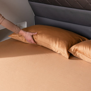 MeanderWild Cotton Sateen Caravan Queen Sheet Set - Zip-Together Design (Rounded Foot End) - Wildfire