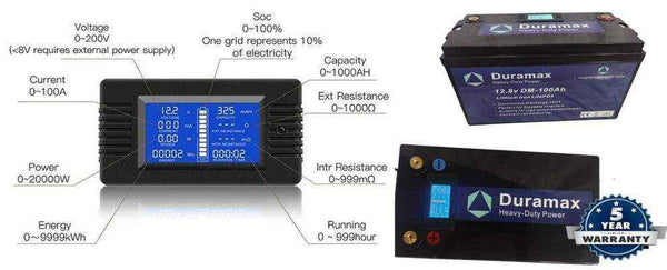 100amp Duramax Lithium Battery with Built-in Battery Monitor - Active Bms - Everything Caravans