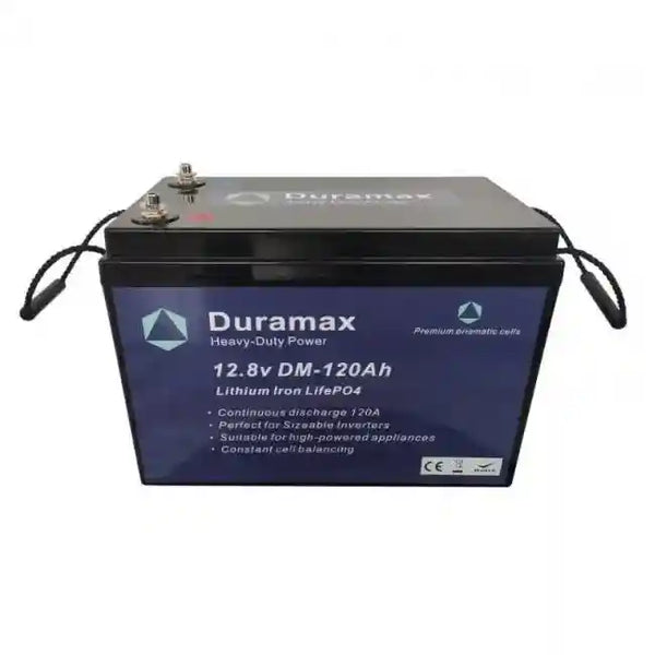 120amp Duramax Lithium Battery 12.8 volt with Bms Parallel or Series Connectable - Everything Caravans