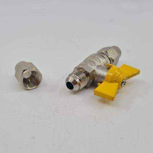 2 Way 3/8 Double Sae Flare Ball Valve 45 Deg - Everything Caravans