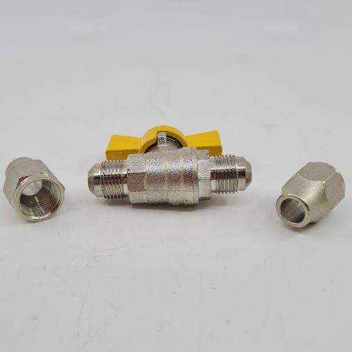 2 Way 3/8 Double Sae Flare Ball Valve 45 Deg - Everything Caravans