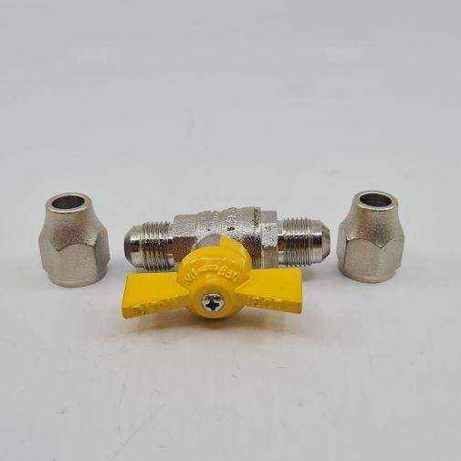 2 Way 3/8 Double Sae Flare Ball Valve 45 Deg - Everything Caravans