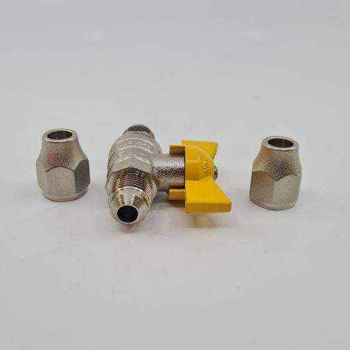 2 Way 3/8 Double Sae Flare Ball Valve 45 Deg - Everything Caravans