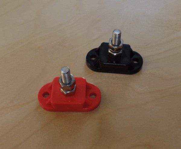 2 x Single Post Cable Connection Distribution Posts Blk Red - Autumn Sale - Everything Caravans