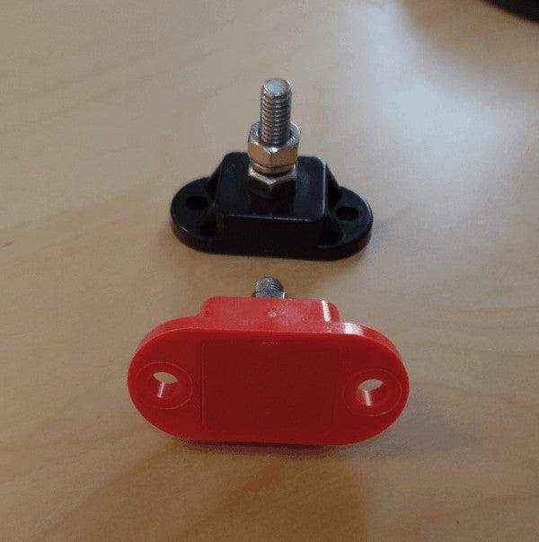 2 x Single Post Cable Connection Distribution Posts Blk Red - Autumn Sale - Everything Caravans