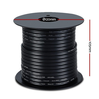 2.5mm Electrical Cable Twin Core Extension Wire 30M Car Solar Panel 450V - Everything Caravans