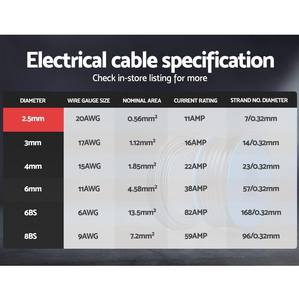 2.5mm Electrical Cable Twin Core Extension Wire 30M Car Solar Panel 450V - Everything Caravans