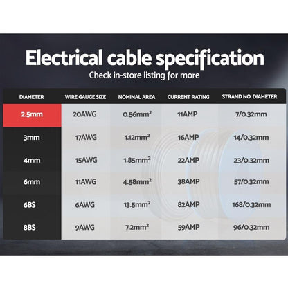 2.5mm Electrical Cable Twin Core Extension Wire 30M Car Solar Panel 450V - Everything Caravans