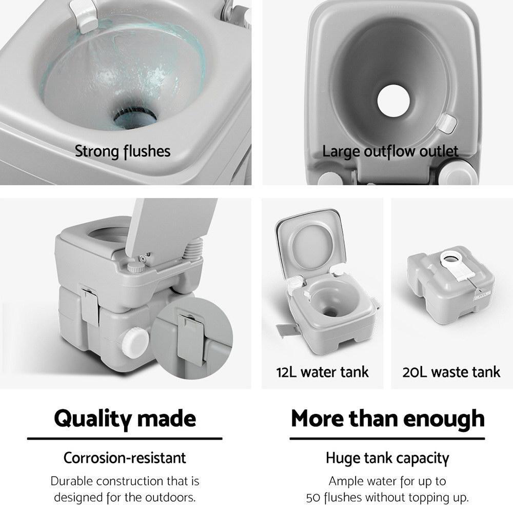20L Outdoor Portable Toilet Camping Potty Caravan Travel Boating Wtih Carry Bag - Everything Caravans