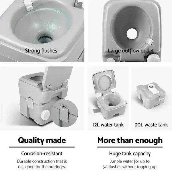20L Outdoor Portable Toilet Camping Potty Caravan Travel Boating Wtih Carry Bag - Everything Caravans