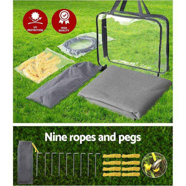 3.7M Caravan Privacy Screens 1.95M Roll Out Awning End Wall Side Sun Shade - Everything Caravans
