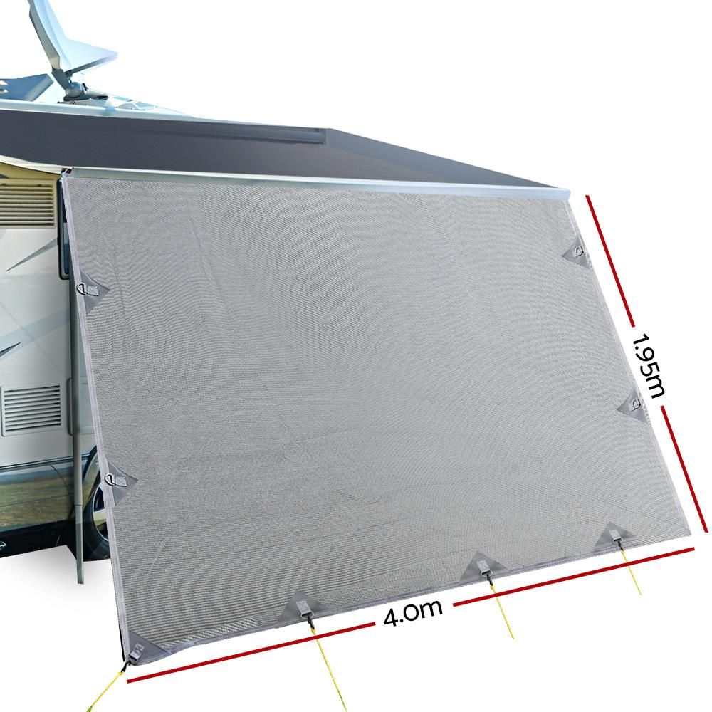 4.0M Caravan Privacy Screens 1.95m Roll Out Awning End Wall Side Sun Shade  - FREE SHIPPING DSZ