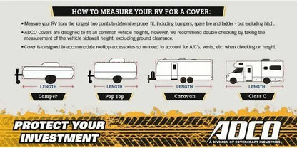 Poptop Caravan Cover 12Ft to 14Ft ADCO Olefin HD 3 Yr Warranty UV Stabilised - Everything Caravans