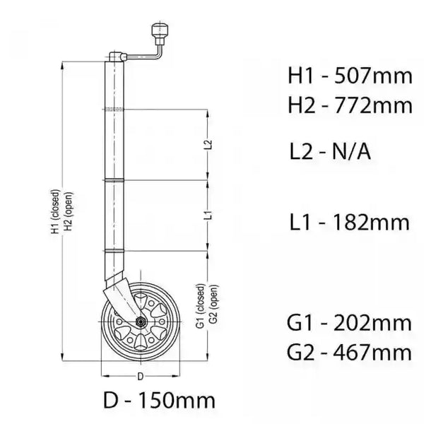 Alko 6" 150mm Solid Wheel Premium Jockey with Clamp - Everything Caravans