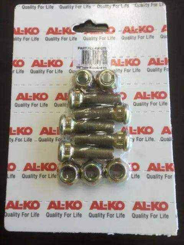 Alko Wheel Studs and Nut Set 7/16" Plated Kit of 5 - Everything Caravans