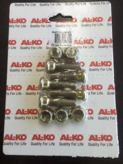 Alko Wheel Studs and Nut Set 7/16" Plated Kit of 5 - Everything Caravans