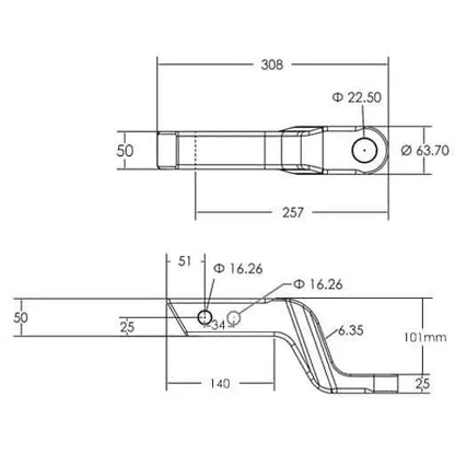 Stinger Solid Aluminium Towing Ball Mount 100mm Drop (4") - Everything Caravans