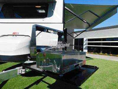 BBQArm Kit Black 850mm Arm Silver Large Size Tray for Ziggy or Most Bbqs - Everything Caravans