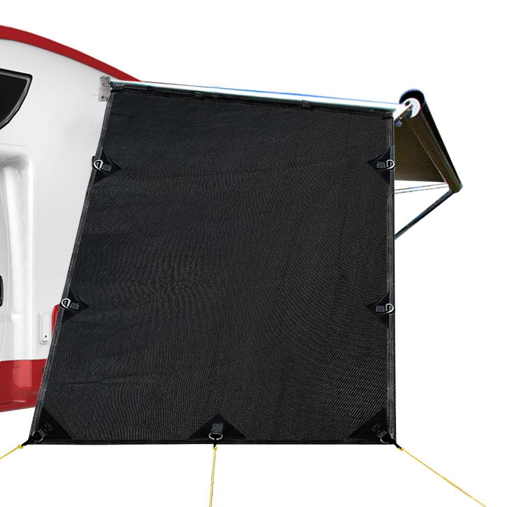 Black Caravan Privacy Screen 1.95 x 2.2M End Wall or Side Sun Shade Roll Out DSZ