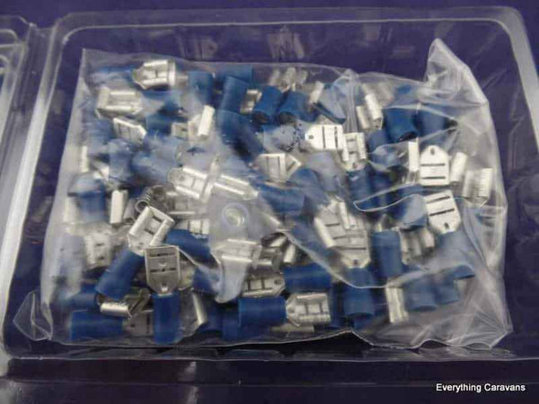 Blue 6.3mm Female Half insulated Spade Crimp Pk 100 - Everything Caravans