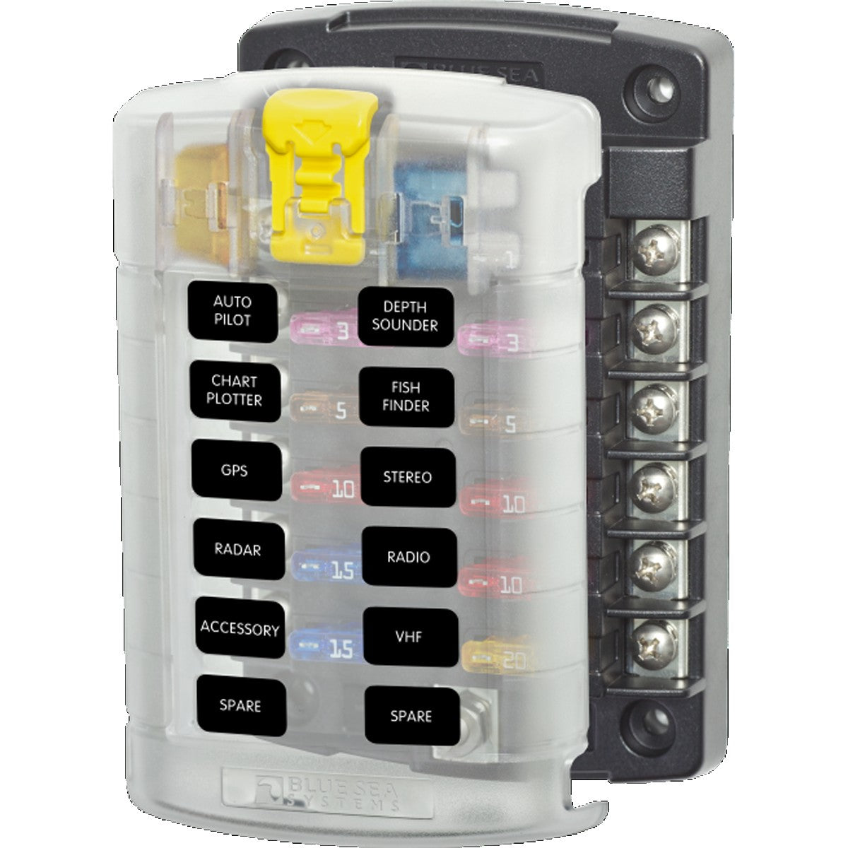 BlueSea Blade Fuse Block  12 Circuits with Cover Enerdrive